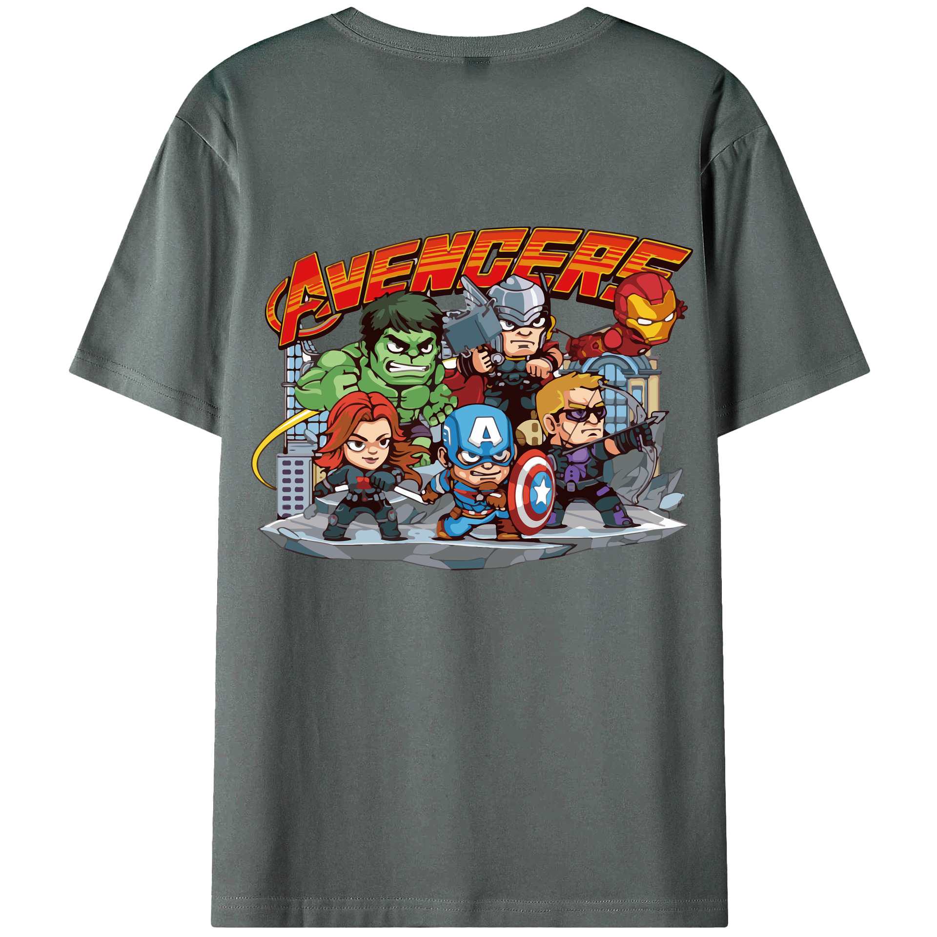（画像用） アベンジャーズ The Avengers 綿100％半袖Tシャツ（背面プリント）